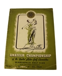 1950 US Amateur Championship Program Minneapolis GC Signed by Sam Urzetta JSA COA
