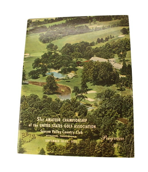 1951 US Amateur Championship Program at Saucon Valley CC Signed by Billy Maxwell JSA COA