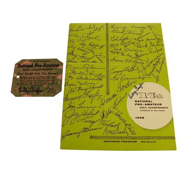 1958 National Pro-Am Championship Program and Ticket Signed by Billy Casper JSA COA