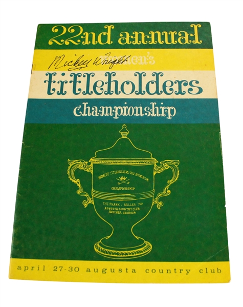 1961 Womens Titleholder Championship Program Signed by Mickey Wright JSA COA