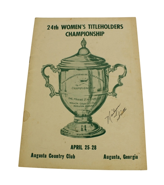 1963 Womens Titleholder Championship Program Signed by Marilyn Smith JSA COA