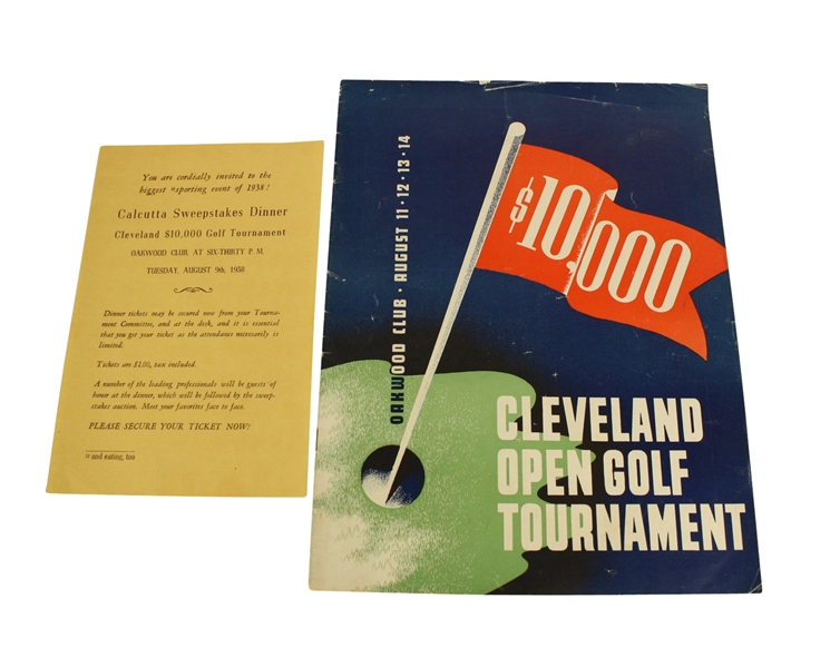 1938 Cleveland Open Golf Tournament Program and Invitation