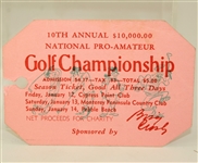 1951 National Pro-Am Championship Program Signed by Byron Nelson with Ticket JSA COA
