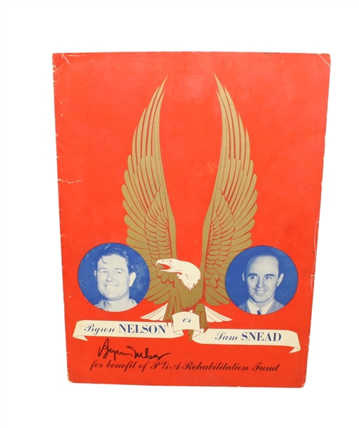 Byron Nelson vs Sam Snead Match for Rehabilitation Fund Program Signed by Nelson JSA COA