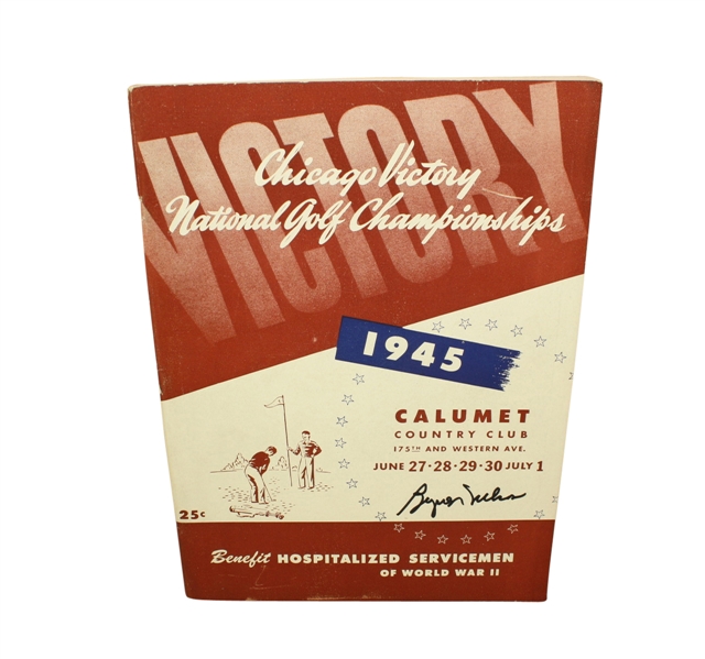 1945 Chicago Victory National Championship Program Signed by Byron Nelson-8th Win Of 11 Straight