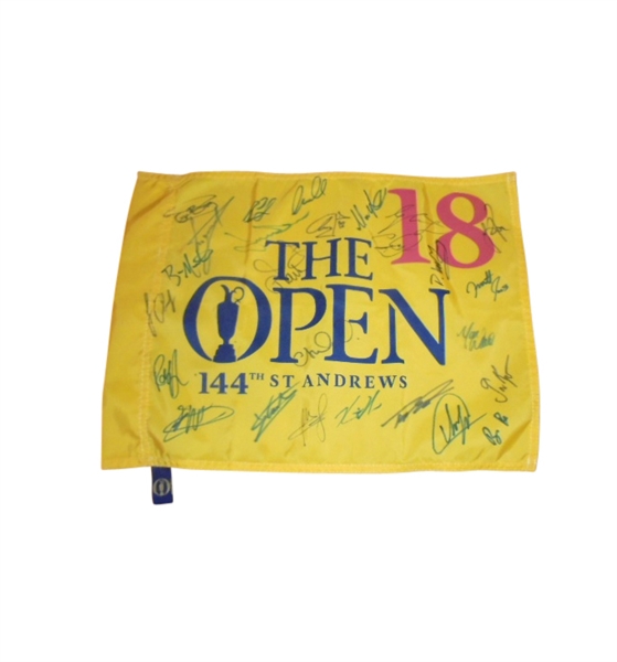 Multi-Field Signed 2015 Open Championship Flag - St. Andrews - 26 Signatures! JSA COA