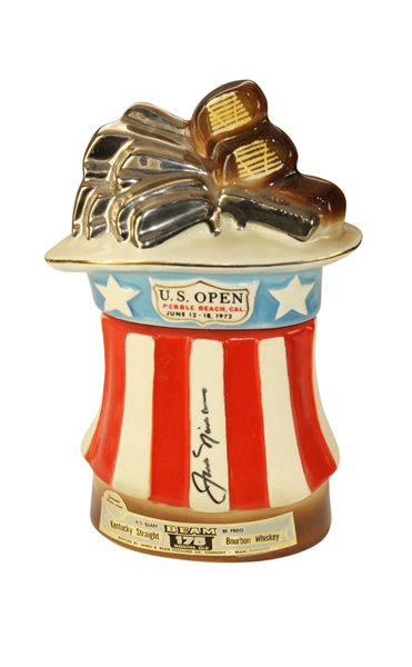 Jack Nicklaus Signed 1972 US Open Pebble Beach Jim Beam Decanter JSA COA
