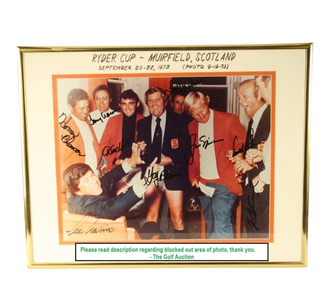 Signed Seldom Seen photo 1973 Ryder Cup Teammates Celebrating in Their Underwear-Nicklaus, Palmer Etc. JSA COA
