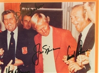 Signed Seldom Seen photo 1973 Ryder Cup Teammates Celebrating in Their Underwear-Nicklaus, Palmer Etc. JSA COA