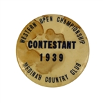 1939 Western Open Championship Contestant Pin - Medinah - Byron Nelson Winner
