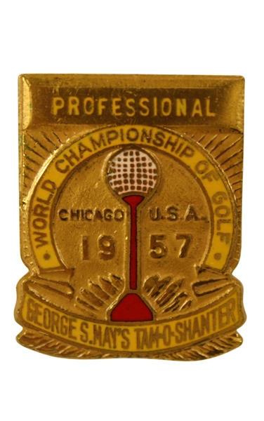 1957 George Mays Tam OShanter Chicago Tournament Contestant Pin - DeVicenzo Winner