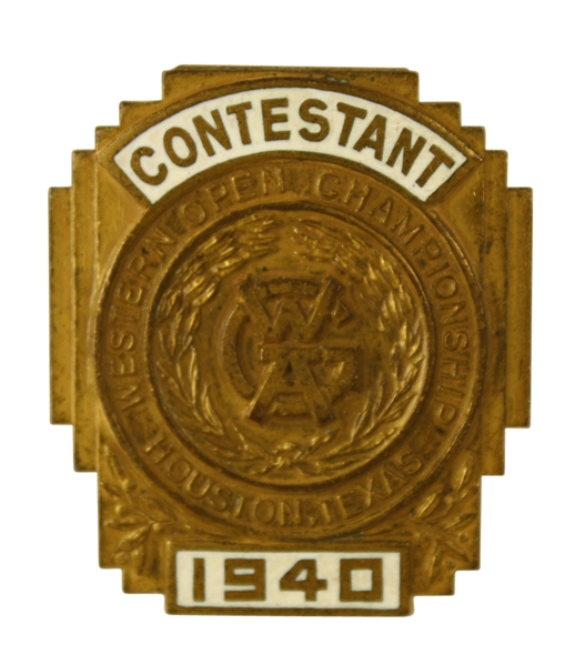 1940 Western Open Championship Contestant Pin - River Oaks CC - Jimmy Demaret Winner