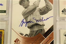 Lot of 3 Byron Nelson Signed Cards, 1 Ken Venturi(shared Card), 1 Casper(shared card), plus 2 Byron Nelson Cards