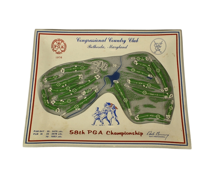 1976 PGA Championship at Congressional CC Glass Plate - Dave Stockton Winner