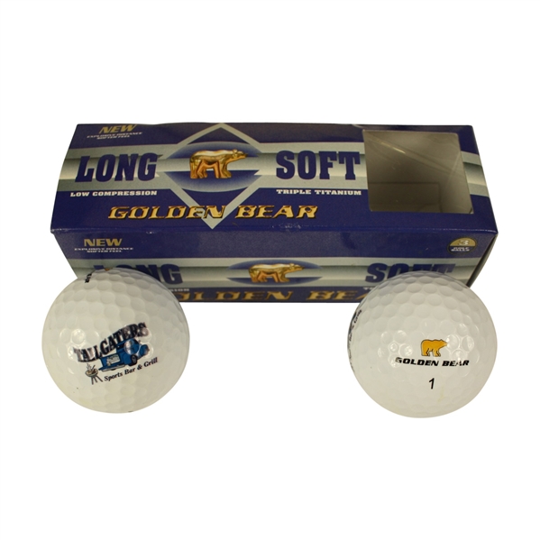 Lot of Two Golden Bear Logo Golf Balls with Sleeve Case
