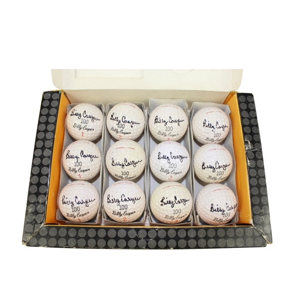 Billy Casper Wilson 100 Caldwell Dozen Golf Balls Signed by Billy Casper JSA COA