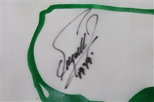 Early Seldom Seen 90's Unofficial White Masters Flag Signed by Fuzzy Zoeller JSA COA