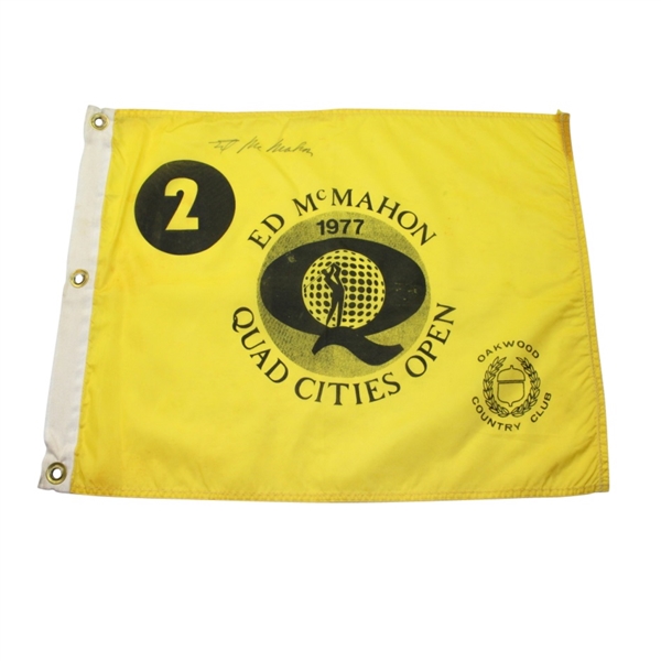 Ed McMahon Signed 1977 Ed McMahon Quad Cities Open Flag JSA COA