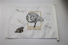 The Skins Game Embroidered Big Horn Flag Signed by Four Stars JSA COA