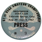 1967 US Amateur at Broadmoor GC Press Button - Bob Dickson Winner