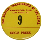 1956 US Amateur at Knollwood Club Lake Forest, IL Press Badge - Harvey Ward Jr. Winner