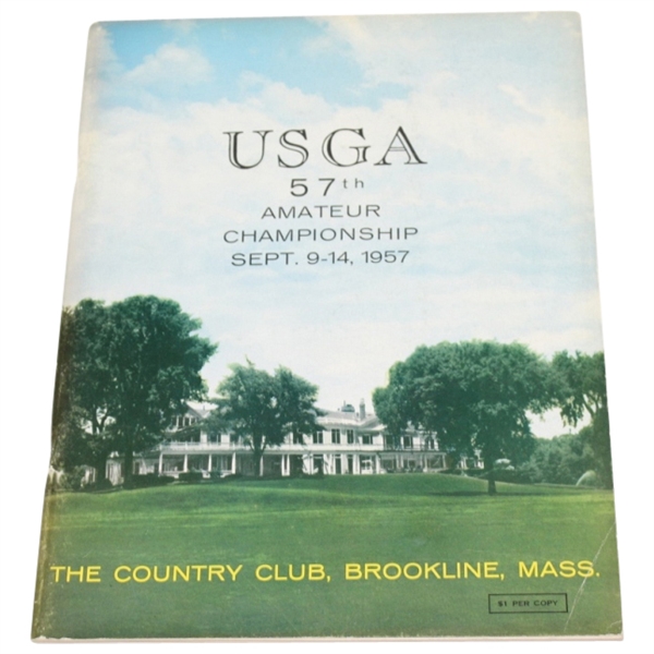 1957 US Amateur Championship Program at The Country Club - Hillman Robbins Winner