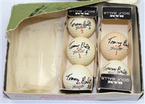 Lot of 14 Signed Tommy Bolt Kroydon and Torpedo Personal Model Golf Balls with Boxes 