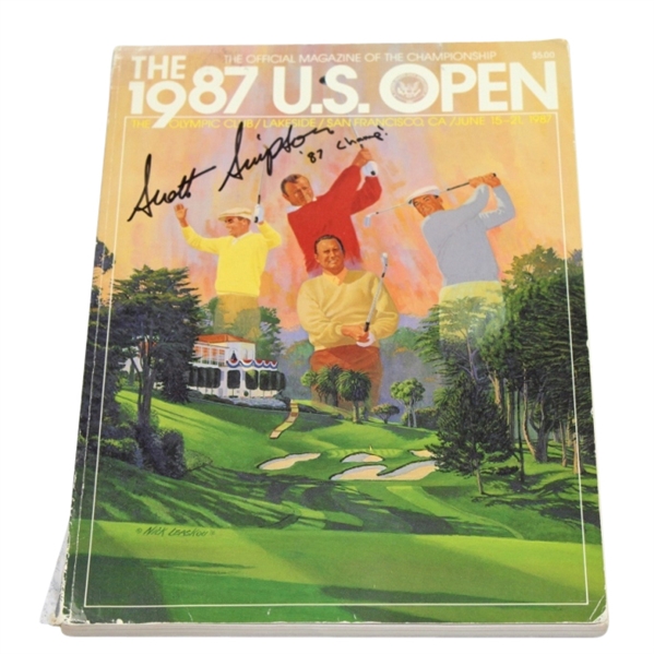 1987 US Open at Olympic Club Program Signed by Scott Simpson JSA COA