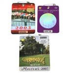 2000, 2003, & 2007 Masters Tournament Badges - Singh, Weir, and Johnson