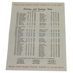 1955 Masters Saturday Pairing Sheet - Cary Middlecoff Winner