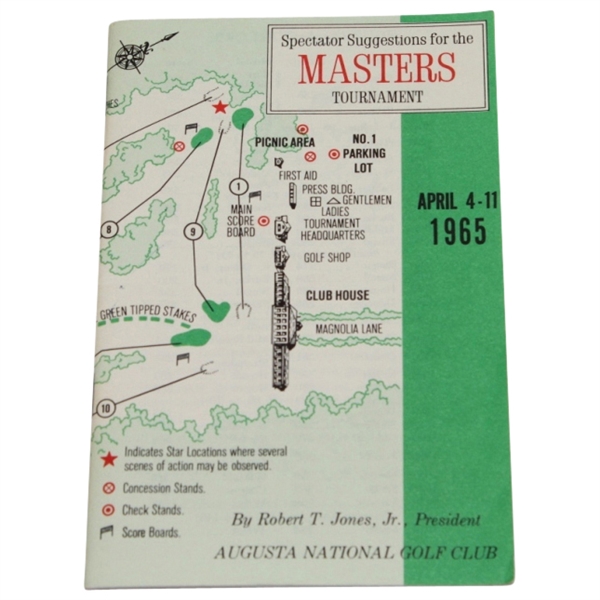 1965 Masters Tournament Spectator Guide - Jack Nicklaus Winner