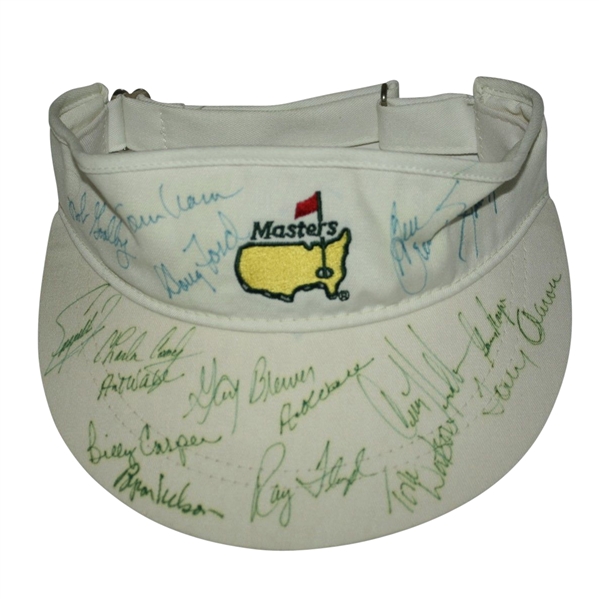 Multi-Signed Masters Champs Visor - 17 Sigs: Player, Nicklaus, Watson, Nelson, JSA COA
