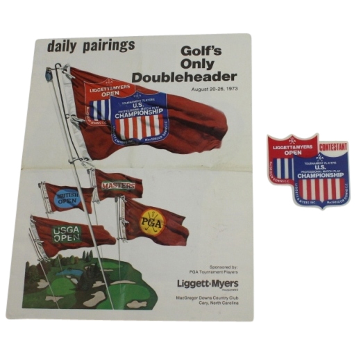 1973 PGA Doubleheader Pairing Sheet with Contestant Badge