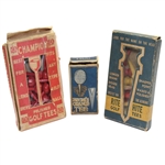 Three Boxes of Vintage Golf Tees - Rite Hite, Champion, and Prydes Orange Tees