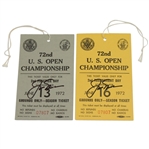 Two Jack Nicklaus Signed 1972 US Open Tickets - Pebble Beach JSA COA