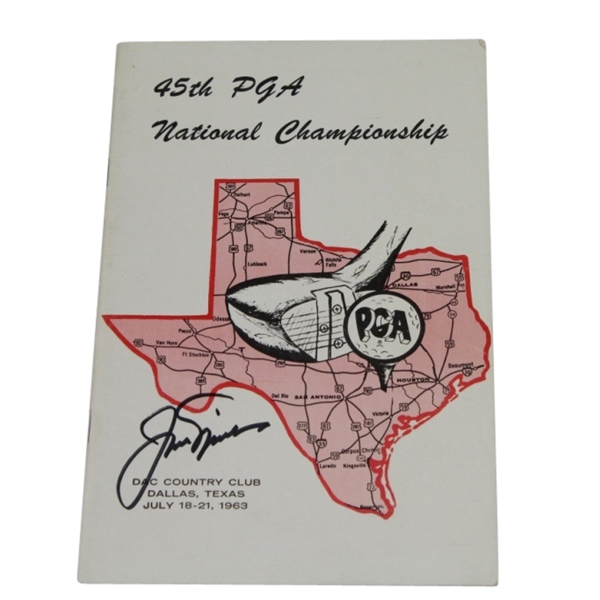 Jack Nicklaus Signed 1963 PGA Champ. @ Dallas A.C.-Media Guide (3rd Major) SELDOM SEEN!