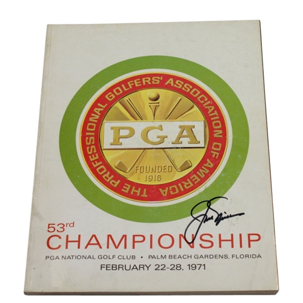 Jack Nicklaus Signed 1971 PGA Championship  Program-9th of 18 Majors- JSA COA