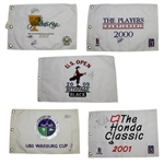 Lot of Five Signed Embroidered Flags