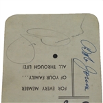 1947 Masters Sunday Ticket Signed by Bobby Jones, Demaret, Nelson, and Stranahan RARE -  JSA COA