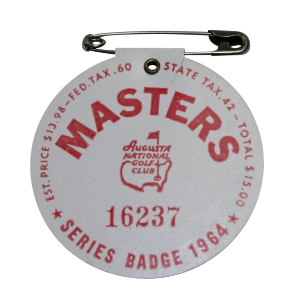 1964 Masters Tournament Badge - #16237 - Palmer Victory