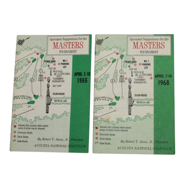 1966 and 1968 Masters Spectator Guides - Nicklaus and Goalby Winners