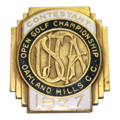 1937 US Open at Oakland Hills Contestant Badge #109 - Ralph Guldahl Winner