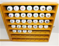 1985-2016 US Open Logo Ball Set in Wood with Glass Display Case
