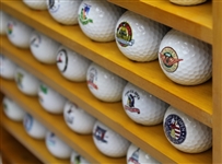1985-2016 US Open Logo Ball Set in Wood with Glass Display Case