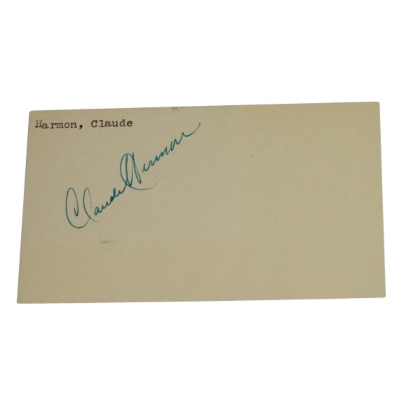 Seldom Seen! 1948 Masters Champion CLAUDE HARMON Signed 3x5 (1951) Government Postcard