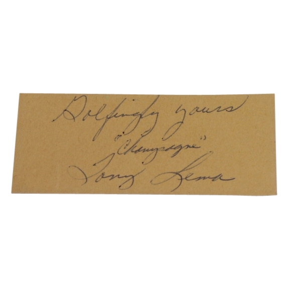 Tony Lema(D-1966) Signed Champagne  Notation Cut Signature-1964 Brit. Open Champ JSA COA