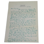 Francis Ouimet Handwritten Letter (50th Anniv. U.S.Open Win) To Bos. Red Sox-Great Content!