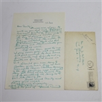 Francis Ouimet Handwritten Letter (50th Anniv. U.S.Open Win) To Bos. Red Sox-Great Content!