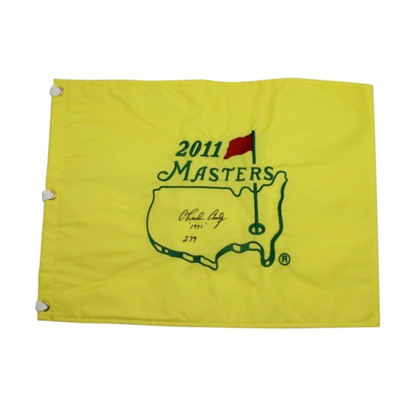 Charles Coody Signed 2011 Masters Flag with Year and Score Inscription JSA COA