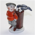 Vintage Ceramic Red Jacket Golfer with Cocktail Stirrer Golf Clubs